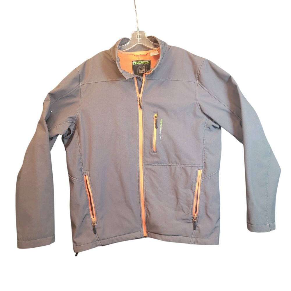 Distortion Softshell Jacket Men XL Grey Orange Excellent Fleece Lined Outdoor